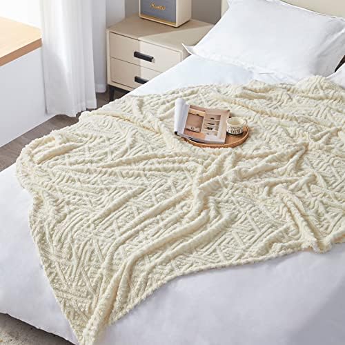 Beautex Jacquard Fleece Throw Blain para cama de sofá e sofá, cobertores de sherpa macios, tamanho de