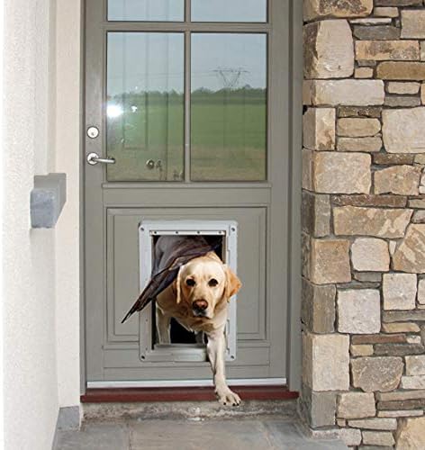 Ideal Pet Products Designer Series Buff-clheather Pet Door com estrutura telescópica, tamanho