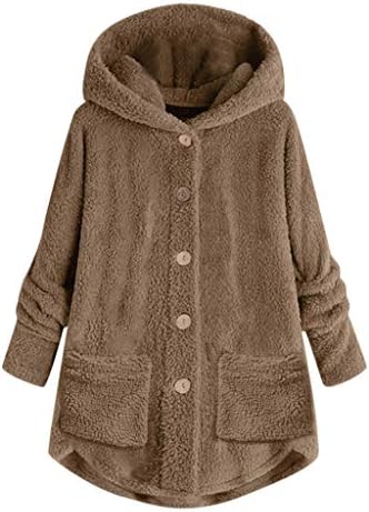 Botão com capuz de lã macia Mulheres tops soltos inverno plus size jackets feminino botão de casaco de cardigã PLUS