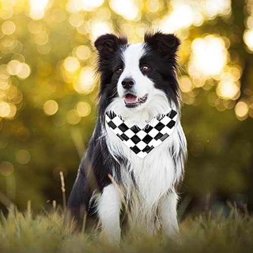 Black White Square Checkerboard 2 pacote Bandanas de cachorro Ajusta Ajuste Acessórios Decoração para cães pequenos