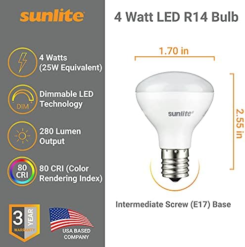 Sunlite 80430 LED R14 Mini Lâmpada de Luzes de Fluia do Refletor, 4 watts, 250 lúmens, Base