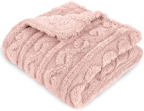 Homritar 2 pacote 3d lã Fluffy Fuzzy Blain for Girls Pink + 3D Gingham Fleece Baby Blain para criança, macio