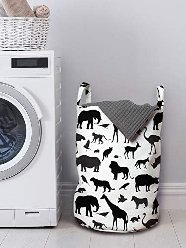 Bolsa de lavanderia de animais lunaráveis, animais de composição da silhueta de vida selvagem como elefante