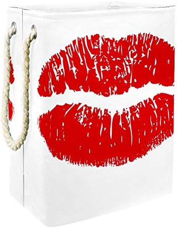 Unicey Red Print Kiss Lips Lips Signo à prova d'água cestas de lavanderia dobrável para o organizador