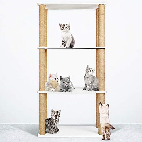 Lovepet Luxury Cat House Bookshelf Rack Tower grande, móveis de gato, plataforma de salto de gato, branco