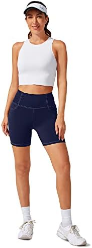 G4Free Biker Shorts para Mulheres 5 ”/8 Coloque High Running Shorts de ioga com bolsos traseiros para