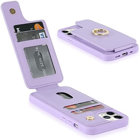 Lipvina Funda para iPhone 11 Pro Max Case com suporte de cartão, Kickstand de anel rotativo