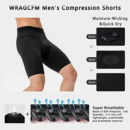 Shorts de compressão masculinos de wragcfm com bolsos executando shorts de roupas íntimas atléticas