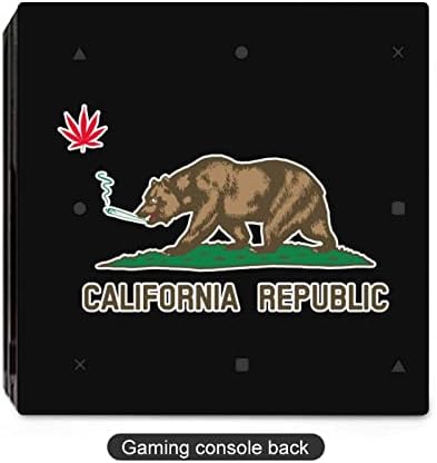 Weed California Flag Cute Skin Protector Slim Tampa para PS-4 Slim/PS-4 Pro Console & 2 Controller