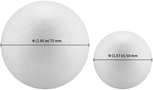 Keileoho 86 bolas de espuma artesanal, 2 polegadas 3 polegadas bolas de espuma branca, bolas de poliestireno