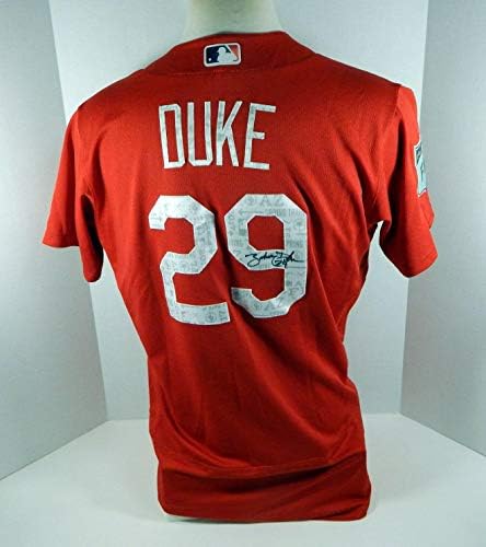 2017 St. Louis Cardinals Zach Duke 29 Assinado Jersey Red Jersey Batting Practice 336 - Jerseys de jogo MLB