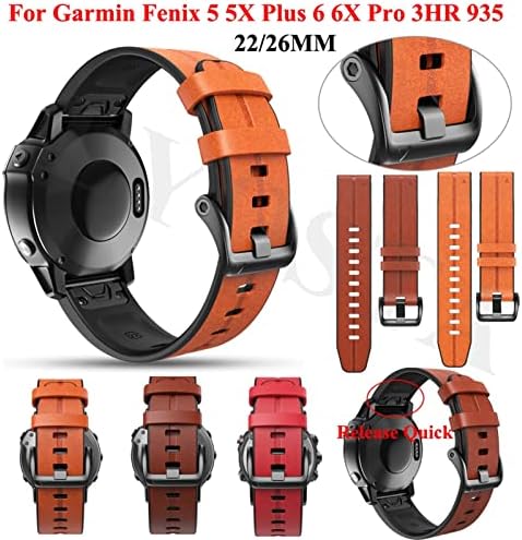 Tintag 22/26mm Quickfit Smart Watch Strap for Garmin Fenix ​​7 7x 6 6x Pro 5x 5 mais 3HR 935 945 Banda de couro