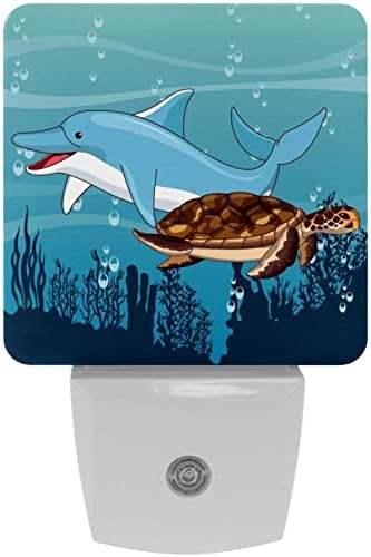 Golfinho de oceano fofo com tartaruga marinha juntos LEITOS NOITE LUZ, CRIANÇAS Nightlights for Bedroom Plug in