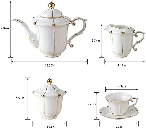 Conjunto de café porcelana de ossos de pérola, conjunto de chá de porcelana britânica Creamer Creamer Açúcar tigela