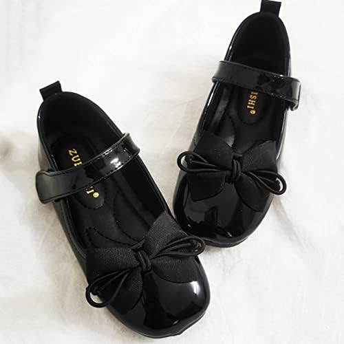 Sapatos de couro de pérola infantis com solas suaves com solas pequenas calmas de couro preto