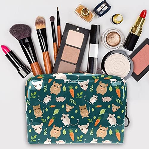 Bolsa de maquiagem de padrões de cenoura de chinchila doce e doce para bolsa portátil de bolsa organizadora