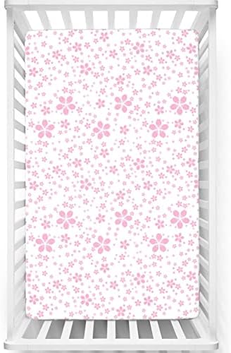 Flor de cerejeira com tema Mini lençóis de berço, Material Ultra Soft - Folha de colchão de berço