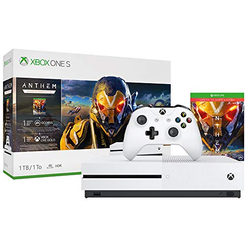 Console Microsoft Xbox One S 1 TB com Legião Anthem de Amanhecer Pacote Xbox Controlador sem fio,