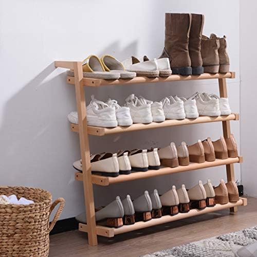 PMH Rack de sapatos de madeira sólida criativa, rack de armazenamento de várias camadas na porta,