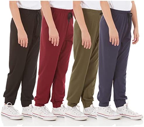Pure Essence Girls 'Jogger Sortpante - 4 Pack ativo lã forrada calças super macias e aconchegantes