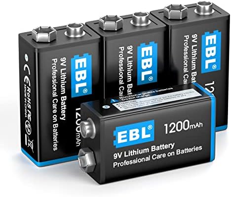 EBL 8 pacote 3000mAh 1.5V Baterias AA de lítio e 4 baterias de lítio 1200mAh 9V - Volt constante de alto
