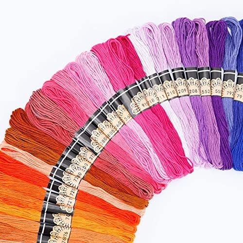 Dimensean 150 PCs Bordados fios de bordado arco -íris Floss Cross Stitch Flelo de algodão Hand Craft Premium Rainbow