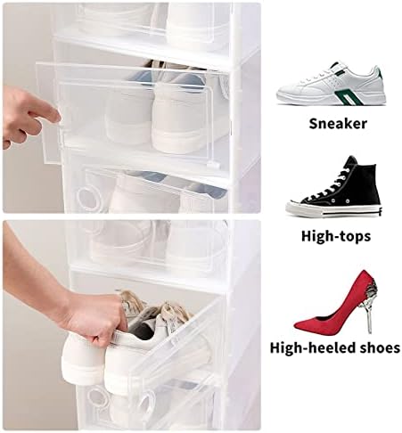 Caixas de armazenamento de sapatos, organizador de calçados empilháveis ​​transparentes, caixas de sapatos