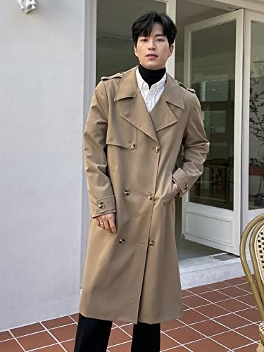 Jackets XinBalove para homens Men 1pc Double Bastted Belted Trench Coat