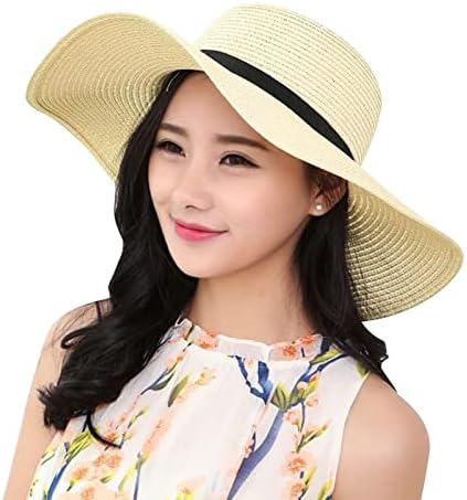 Chapéu de palha do sol do sol amplo chapéu de verão de verão Roll up chapéus de praia para mulheres