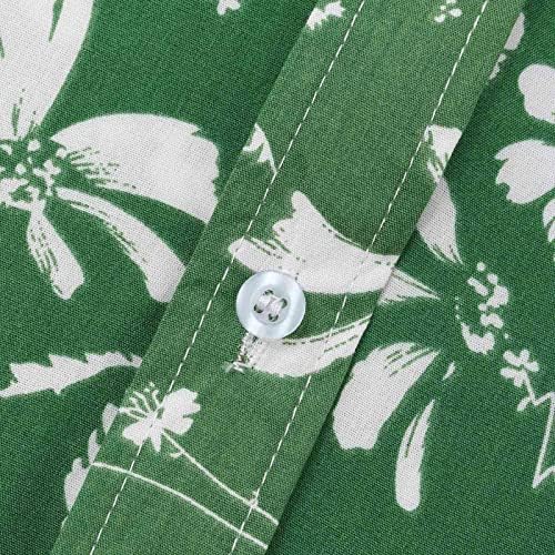 Jackets de Natal de Wybaxz para Mens Casual Casual Casual Tops Hawaii Flower Impresso LODA CAMISA TOP LANGE