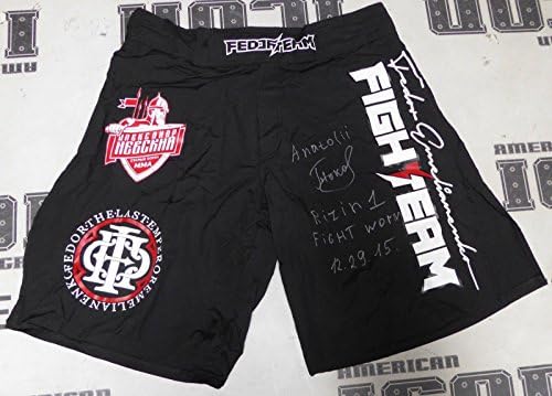 Anatoly Tokov assinou 2015 rizin ff luta usada shorts baús de troncos PSA/DNA COA - Restas de boxe autografadas