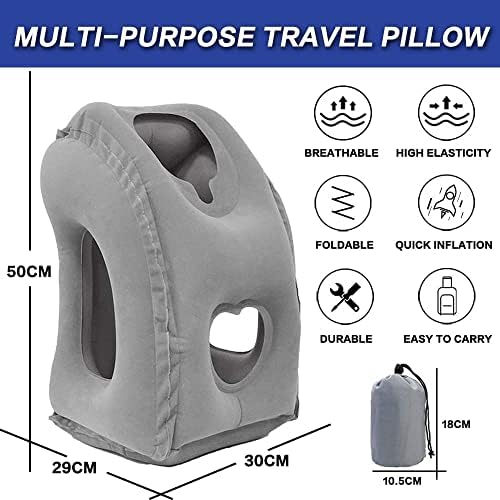 Travesseiro de viagem inflável, travesseiro de ar inflável no pescoço para dormir para evitar dores