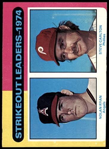 1975 Topps 312 Líderes de strikeout Nolan Ryan/Steve Carlton Angels/Phillies VG Angels/Phillies