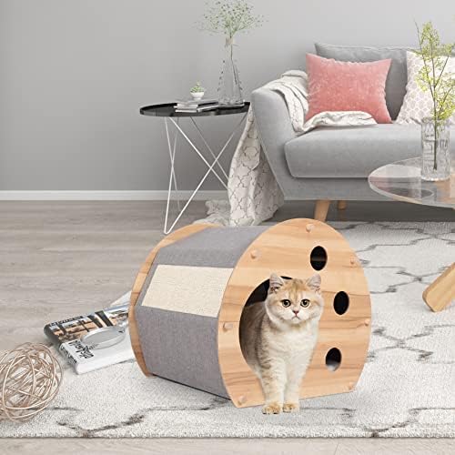 Otomano dobrável para doméstico para gatos internos, condomínio de cubo de gato com tapetes destacáveis/espaço espaçoso