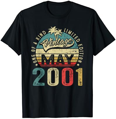 22 anos Presentes Vintage maio de 2001 22º aniversário Mulheres T-shirt