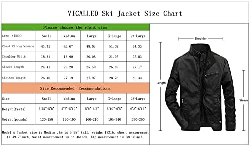 Jaqueta de couro Vicalled Mens Slim Fit Stand Stand PU PU Motocicle Jacket