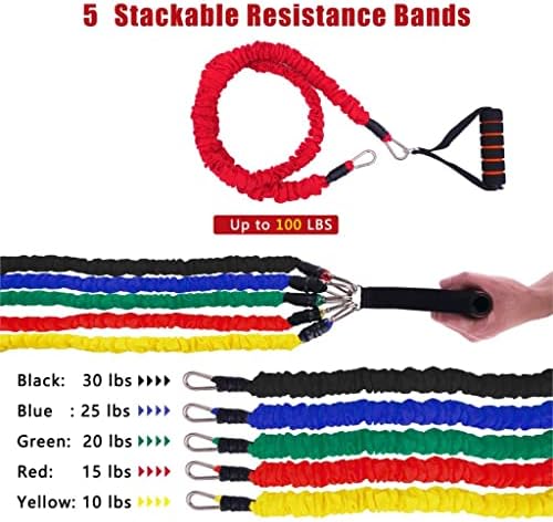 Dloett 100-150lb Bandas de resistência ao tubo definidas com mangas de nylon protetores faixas