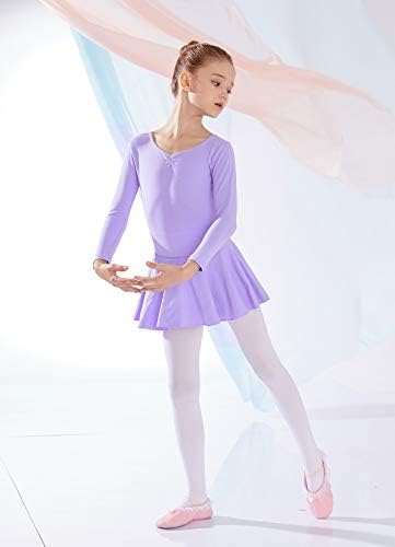 Mdnmd Toddler Girls Manga Longa de Manga Longa Scorreted Letard para Ballet Dance Ballerina Dress com