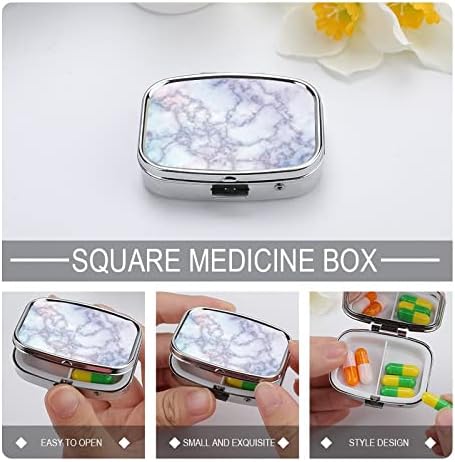 Caixa de comprimidos textura colorida de mármore em forma de quadra quadrada caixa de comprimido portátil Pillbox