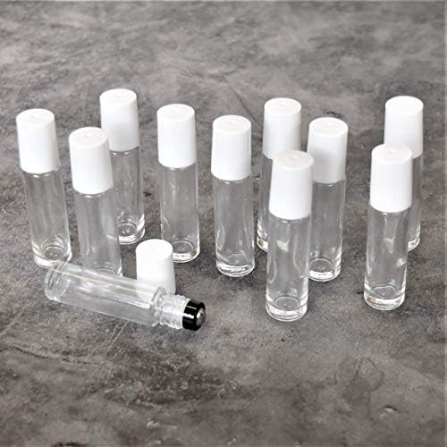 Garrafa de rolo de óleo essencial de vidro transparente de 10 ml - óleo de garrafa de rolos, bolas de rolos