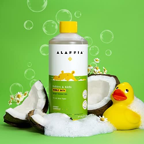 Alaffia Babies and Kids Bubble Bath, Bath Bath Bath Essential para pele delicada, fórmula à base