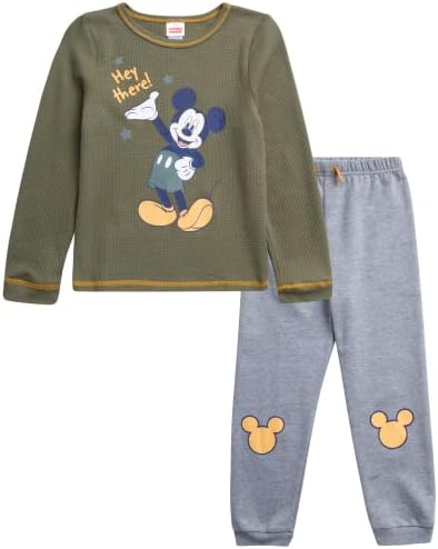 Conjunto de Jogger do Mickey Mouse de meninos da Disney - Top térmica de manga longa e calça de moletom