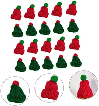 AMOSFUN 40 PCS Mini -gorro Decoração de mão Knit Santa Hat Decoração de Mini Mini Chapéus de Doll Christol