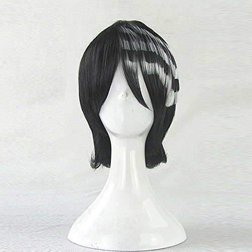Death the Kid Soul Eater Short Black Mix White Cosaly Figurino Wig + Cap de peruca grátis