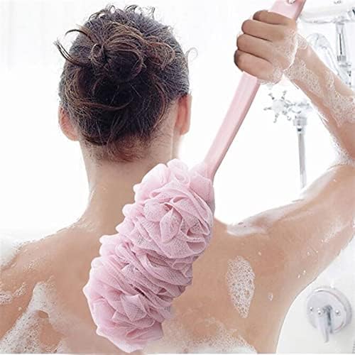 Escova de chuveiro mabek para corpora alça longa pendurada malha macia traseira banheira de banho