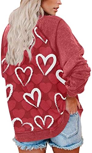 Womens Love Heart Sweatshirt Gráfico de manga longa Love Letra de coração Impressão Sorto de moletom Tops Blouse