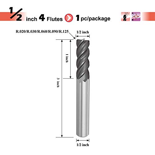 Speed ​​Tiger Carbide Radius Final Mill - 4 flauta - IPVR1T1/2 0,06 4 - Espaçamento desigual de flauta e