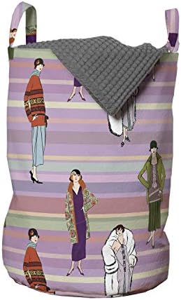 Bolsa de lavanderia colorida lunarável, padrão de garotas de flapper com design de fundo retrô