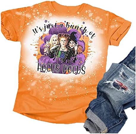 T-shirt de Halloween branqueado meninas meninas garotas sanderson irmãs tee gráfico tops letra