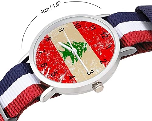 Bandeira retro libanesa de tecido mole de tecidos relógio de liga com alia com nylon strap presente de aniversário